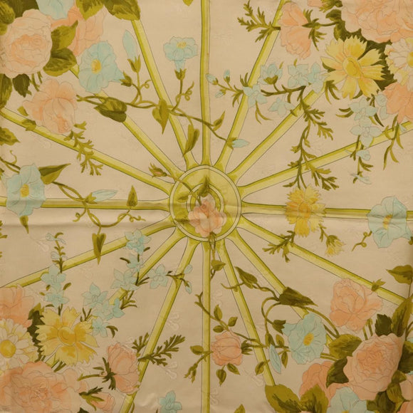 HERMES Carre 90 Scarf ""ROMANTIQUE Foulard Soie Vert Rose blanc"" Auth 207505
