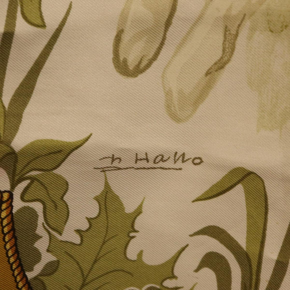 HERMES Carre 90 Scarf ""LES AMAZONES"" Silk Brown Auth 207506