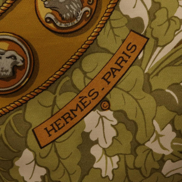 HERMES Carre 90 Scarf ""LES AMAZONES"" Silk Brown Auth 207506