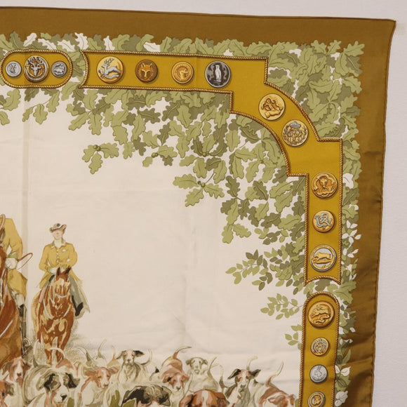 HERMES Carre 90 Scarf ""LES AMAZONES"" Silk Brown Auth 207506