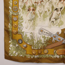 HERMES Carre 90 Scarf ""LES AMAZONES"" Silk Brown Auth 207506-8
