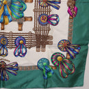 HERMES Carre 90 Scarf ""LES RUBANS DU CHEVALL"" Silk Green Auth 207507-10