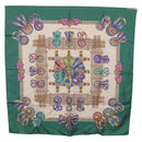 HERMES Carre 90 Scarf ""LES RUBANS DU CHEVALL"" Silk Green Auth 207507-13