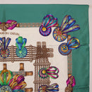 HERMES Carre 90 Scarf ""LES RUBANS DU CHEVALL"" Silk Green Auth 207507-4