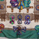 HERMES Carre 90 Scarf ""LES RUBANS DU CHEVALL"" Silk Green Auth 207507-9