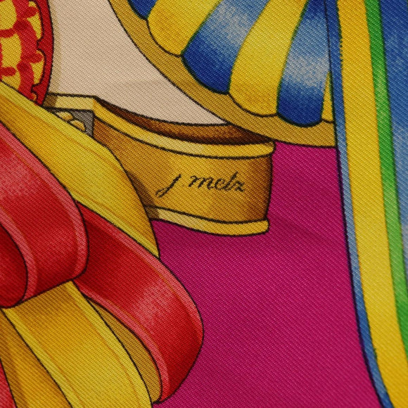 HERMES Carre 90 Scarf ""LES RUBANS DU CHEVAL"" Silk Purple Auth 207509