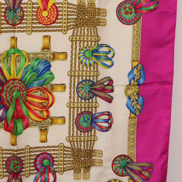 HERMES Carre 90 Scarf ""LES RUBANS DU CHEVAL"" Silk Purple Auth 207509