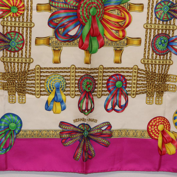 HERMES Carre 90 Scarf ""LES RUBANS DU CHEVAL"" Silk Purple Auth 207509