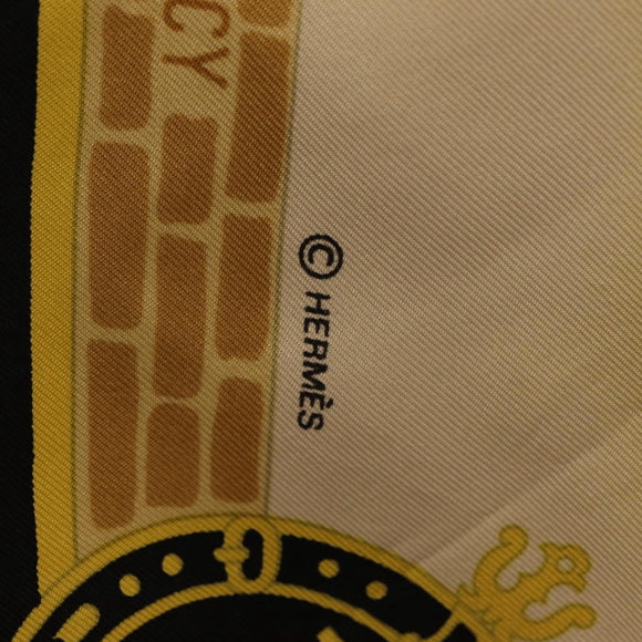 HERMES Carre 90 Scarf ""LES HARAS NATIONAUX"" Silk Black Auth 207510