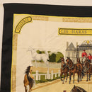 HERMES Carre 90 Scarf ""LES HARAS NATIONAUX"" Silk Black Auth 207510-2