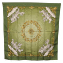 HERMES Carre 90 Scarf ""COSMOS"" Silk Green Auth 207511-1