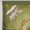 HERMES Carre 90 Scarf ""COSMOS"" Silk Green Auth 207511-2