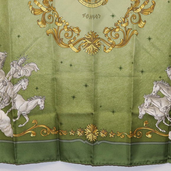 HERMES Carre 90 Scarf ""COSMOS"" Silk Green Auth 207511