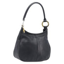 MCM Shoulder Bag Leather Black Gold Auth 207521-1