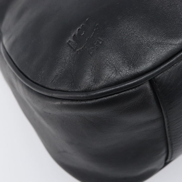 MCM Shoulder Bag Leather Black Gold Auth 207521