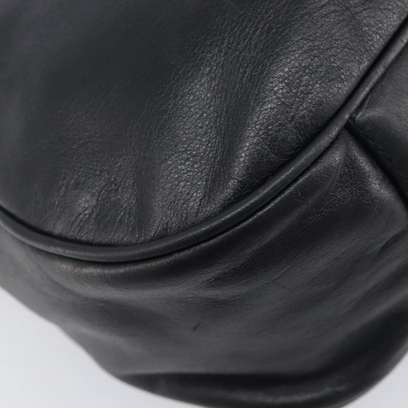 MCM Shoulder Bag Leather Black Gold Auth 207521