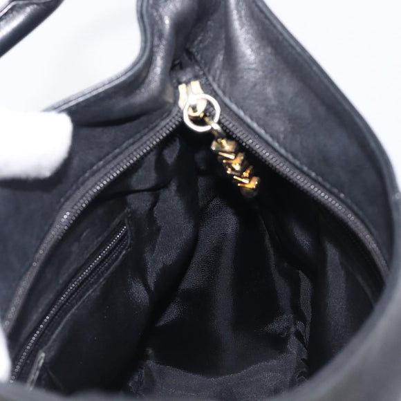 MCM Shoulder Bag Leather Black Gold Auth 207521