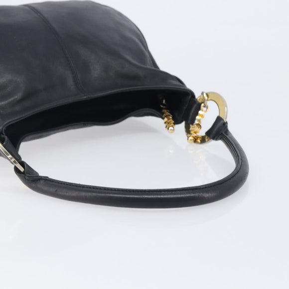 MCM Shoulder Bag Leather Black Gold Auth 207521