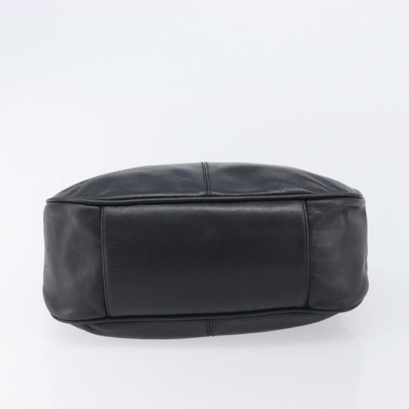 MCM Shoulder Bag Leather Black Gold Auth 207521