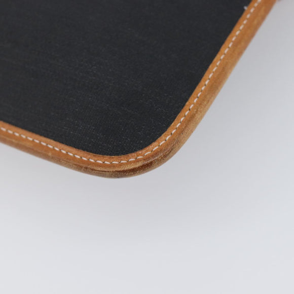 Christian Dior Clutch Bag Canvas Black Gold Auth 207523