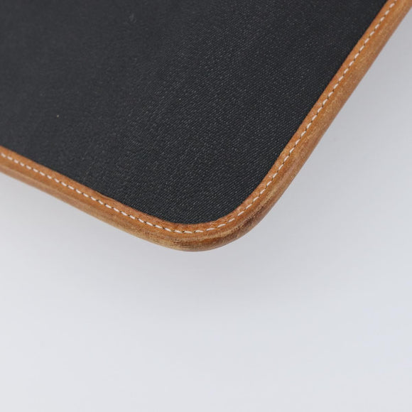 Christian Dior Clutch Bag Canvas Black Gold Auth 207523