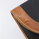 Christian Dior Clutch Bag Canvas Black Gold Auth 207523-9