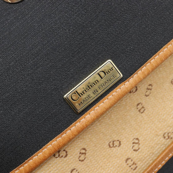 Christian Dior Clutch Bag Canvas Black Gold Auth 207523