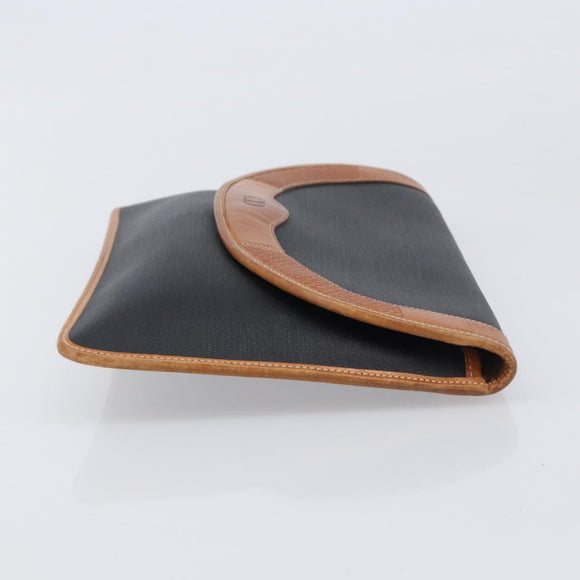 Christian Dior Clutch Bag Canvas Black Gold Auth 207523