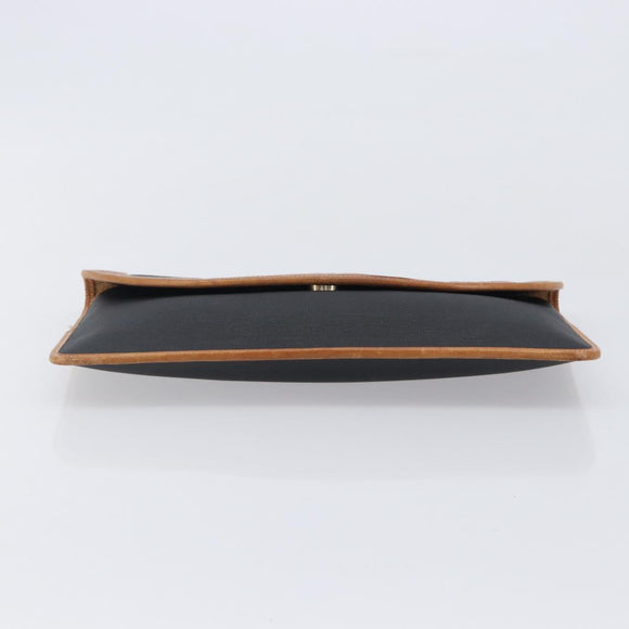 Christian Dior Clutch Bag Canvas Black Gold Auth 207523