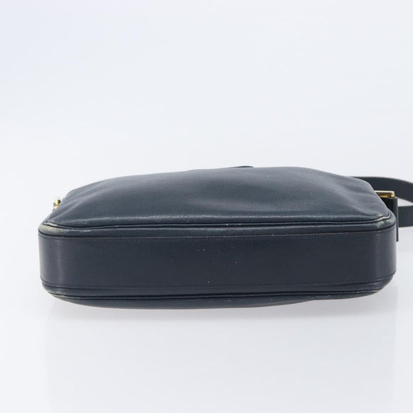 Christian Dior Shoulder Bag Leather Navy Gold Auth 207524