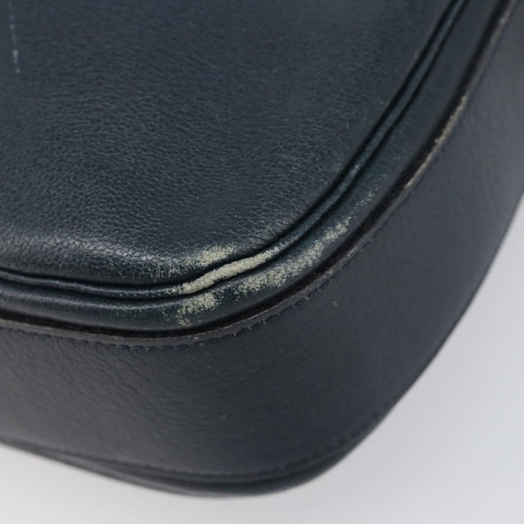 Christian Dior Shoulder Bag Leather Navy Gold Auth 207524