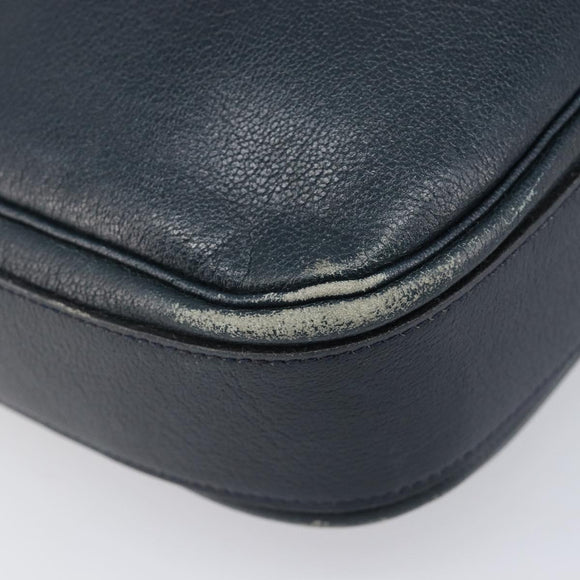 Christian Dior Shoulder Bag Leather Navy Gold Auth 207524