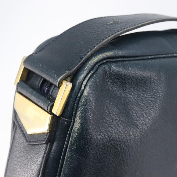 Christian Dior Shoulder Bag Leather Navy Gold Auth 207524