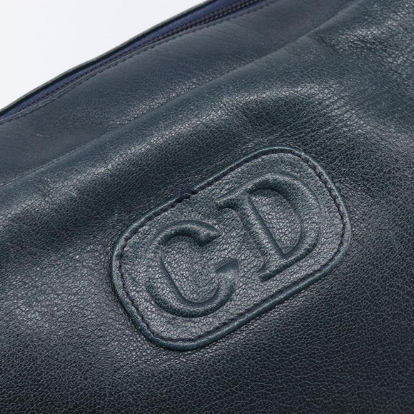 Christian Dior Shoulder Bag Leather Navy Gold Auth 207524