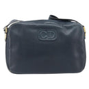 Christian Dior Shoulder Bag Leather Navy Gold Auth 207524-2