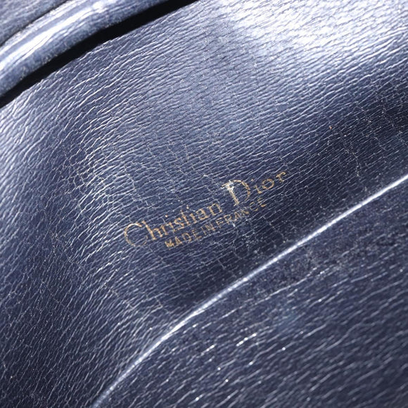Christian Dior Shoulder Bag Leather Navy Gold Auth 207524