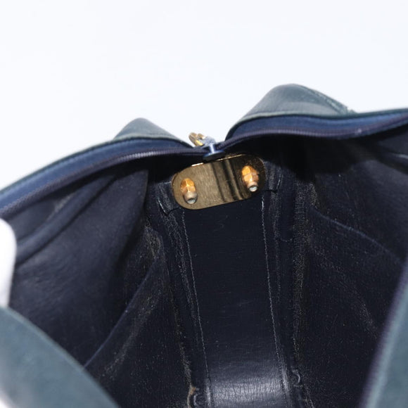 Christian Dior Shoulder Bag Leather Navy Gold Auth 207524