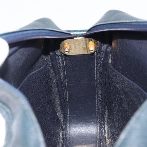 Christian Dior Shoulder Bag Leather Navy Gold Auth 207524