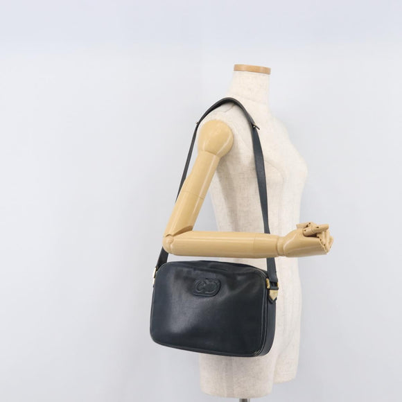 Christian Dior Shoulder Bag Leather Navy Gold Auth 207524