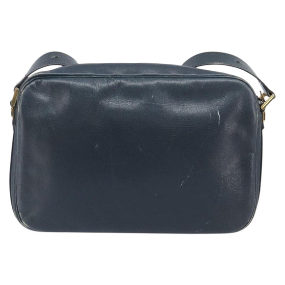 Christian Dior Shoulder Bag Leather Navy Gold Auth 207524