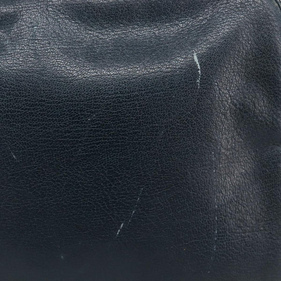 Christian Dior Shoulder Bag Leather Navy Gold Auth 207524