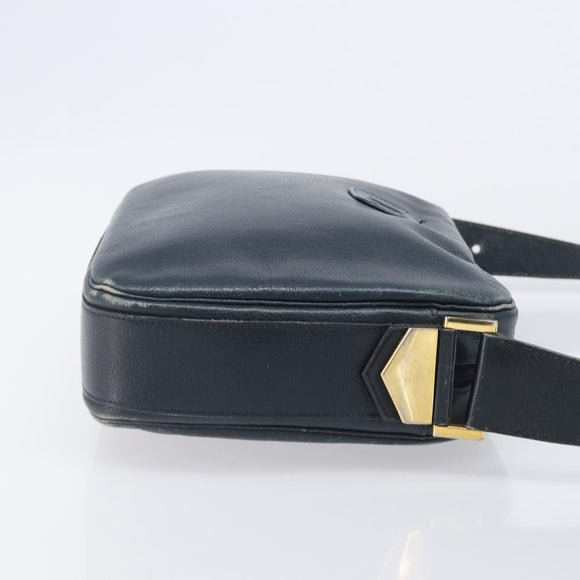 Christian Dior Shoulder Bag Leather Navy Gold Auth 207524
