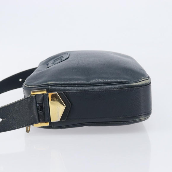 Christian Dior Shoulder Bag Leather Navy Gold Auth 207524