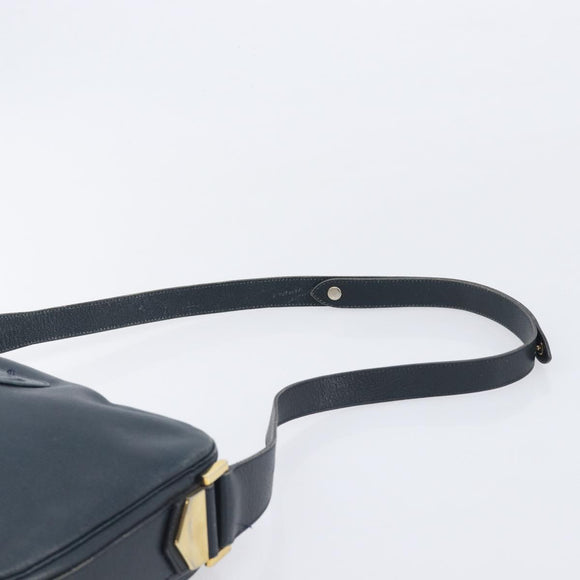 Christian Dior Shoulder Bag Leather Navy Gold Auth 207524