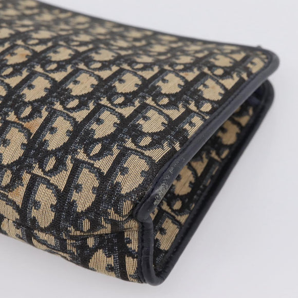 Christian Dior Trotter Canvas Clutch Bag Navy Silver Auth 207525