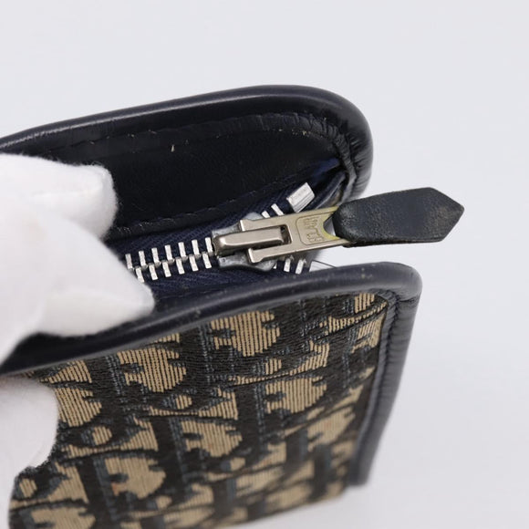 Christian Dior Trotter Canvas Clutch Bag Navy Silver Auth 207525