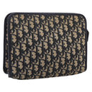 Christian Dior Trotter Canvas Clutch Bag Navy Silver Auth 207525-1