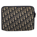 Christian Dior Trotter Canvas Clutch Bag Navy Silver Auth 207525-13