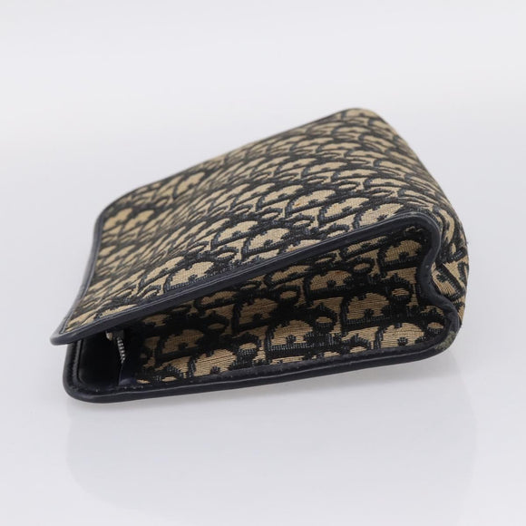 Christian Dior Trotter Canvas Clutch Bag Navy Silver Auth 207525