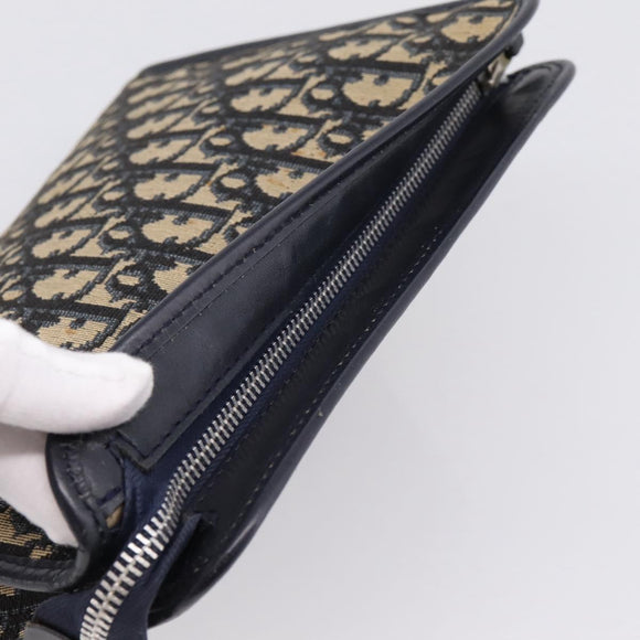 Christian Dior Trotter Canvas Clutch Bag Navy Silver Auth 207525